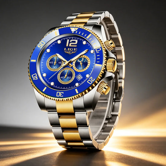 Luxury Sports Watch for Men - LIGE Stainless Steel Chronograph