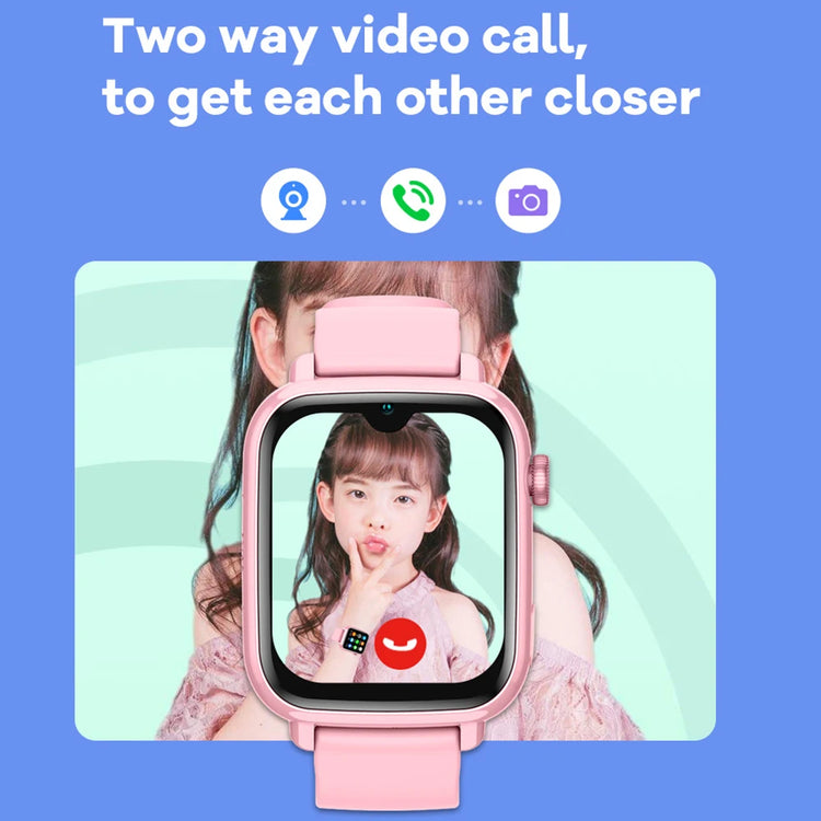 Child using 4G kids GPS smart watch for two way video call, enhancing communication and connection.
